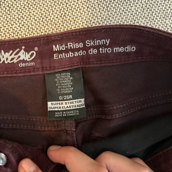 MOSSIMO Jegging Women's Size 0 / 25 Denim Burgundy Mid-Rise Super Stretch - Picture 5 of 12